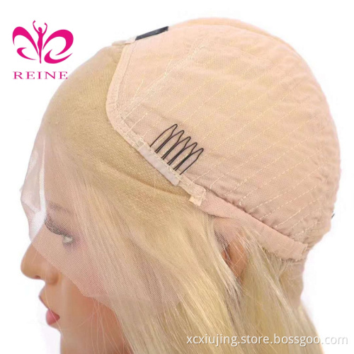 European Remy 613 Blonde lace frontal bob double drawn human hair wig, wholesale popular brazilian human hair ear to ear  wig